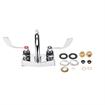 Picture of Encore® Brass Chrome Plated 4" OC Deck Mount Faucet Ceramic Valves with 6" Swivel Gooseneck Spout 4" Wrist Blade Handles