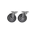 Picture of Caster Kit, Medium Duty 2-3/8" x 3-5/8" Plate Caster With 5" Blue Polyurethane Wheel, 2 Brake And 2 Non-Brake In Retail Box