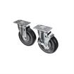 Picture of Caster Kit, Medium Duty 2-3/8" x 3-5/8" Plate Caster With 5" Blue Polyurethane Wheel, 2 Brake And 2 Non-Brake In Retail Box