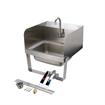 Picture of Encore Wall Mount Type 304 Series Stainless Steel Hand Sink 14" x 10" x 5" Deep with Single Hole, Double Side Splash, Dual knee valve with Gooseneck spout