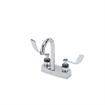 Picture of Encore® Brass Chrome Plated 4" OC Centerset Deck Mount Faucet with 3-1/2" Rigid Gooseneck Spout and 4" Wrist Blade Handles
