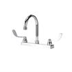 Picture of TOP-LINE® 8" OC Deck Mount Faucet Ceramic Valves 4" Wrist Blade Handles with 6" Swivel Gooseneck Spout
