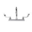 Picture of TOP-LINE® 8" OC Deck Mount Faucet Ceramic Valves 4" Wrist Blade Handles with 6" Swivel Gooseneck Spout