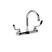 Picture of TOP-LINE® 8" OC Deck Mount Faucet Ceramic Valves 4" Wrist Blade Handles with 6" Swivel Gooseneck Spout