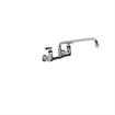 Picture of Encore® 8" OC. Brass Chrome Plated Wall Mount Faucet Ceramic Valves with 14" Swivel Spout Retail Packaging