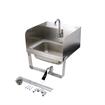 Picture of Encore Wall Mount Type 304 Series Stainless Steel Hand Sink 14" x 10" x 5" Deep with Single Hole, Double Side Splash, Single knee valve with Gooseneck spout